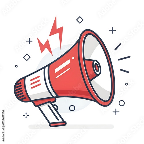 Minimalist Vector Megaphone Icon Symbolizing Marketing, Announcement, and Promotion