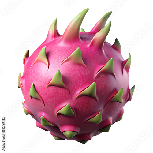 3d dragon fruit icon in cartoon plastic style minimal isolated on transparent white background, tropical exotic fruit concept

