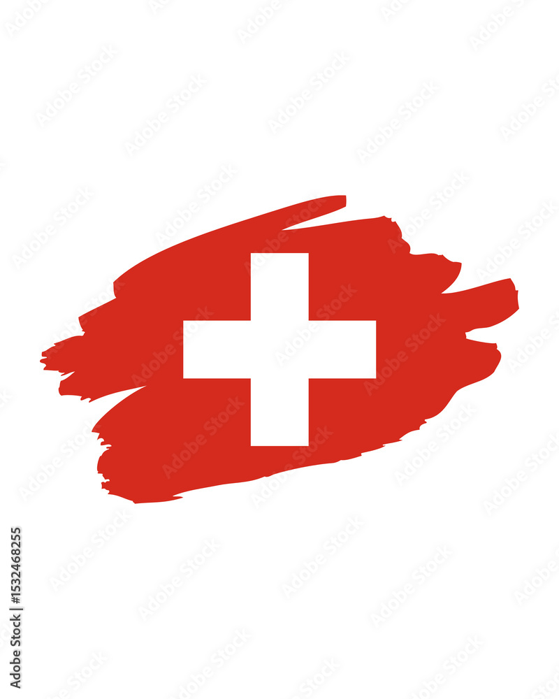 Obraz premium Swiss Flag Abstract Art Red Cross on Grunge Background