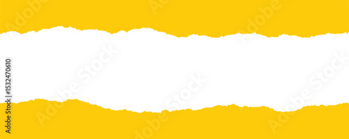 Yellow torn paper banner with copy space on transparent background