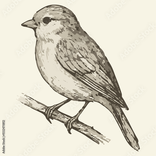 Sketch of a bird sparrow