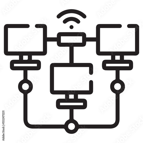 Local Network Area Icon – LAN Connection and Data Sharing Vector EPS 10