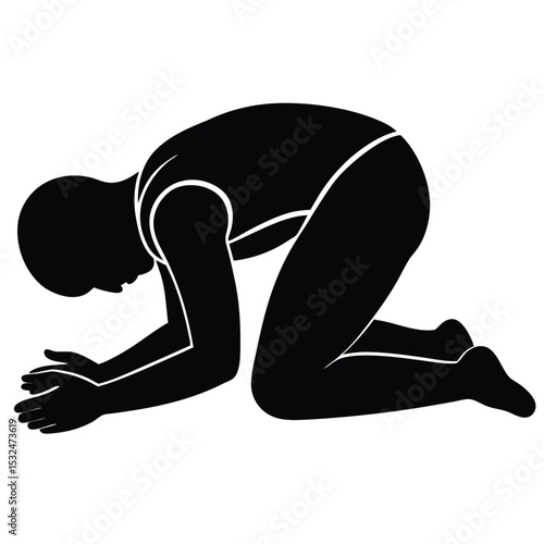 Humble Posture A Silhouette of Prayer and Repentance