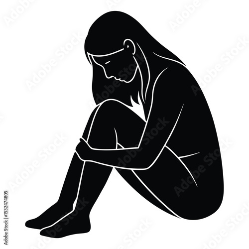 Silhouette of a Sad Woman