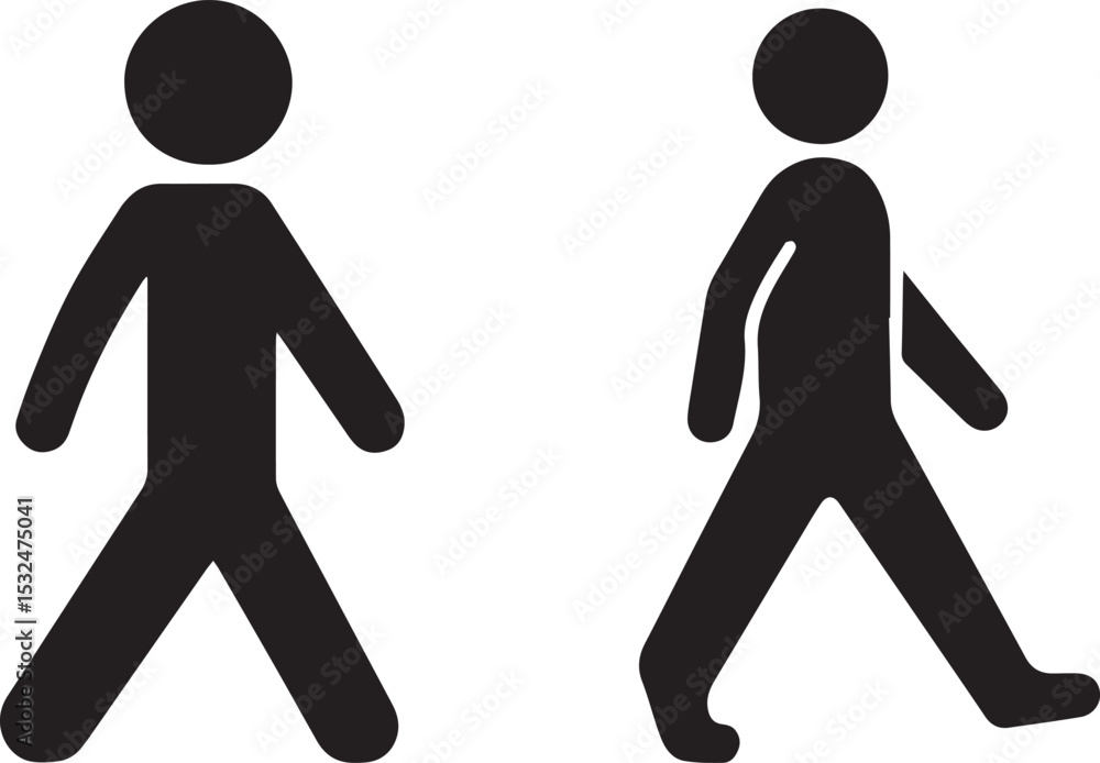 Fototapeta premium Walking Person Icons Set. Minimal Human Silhouette Vector Graphics