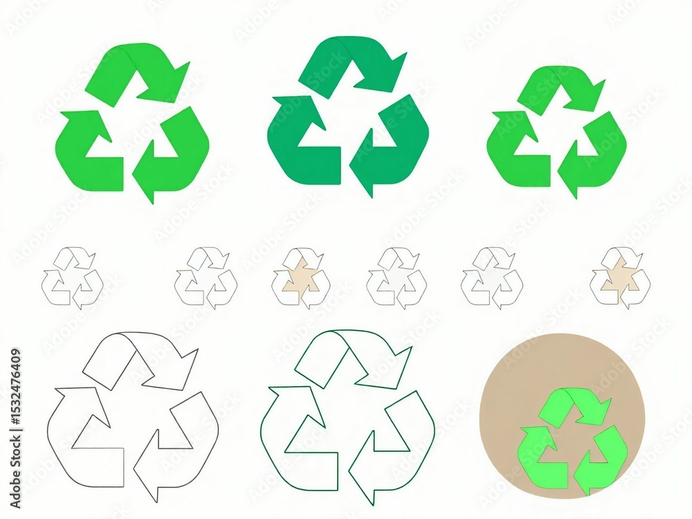 Obraz premium Colorful Recycling Symbol Set - Eco Icons for Apps & Packaging
