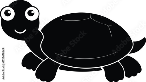 Turtle – black silhouette on white background