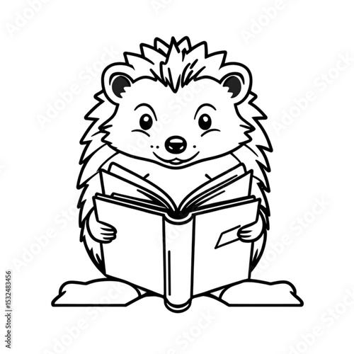 読書をするハリネズミ｜Hedgehog Reading a Book