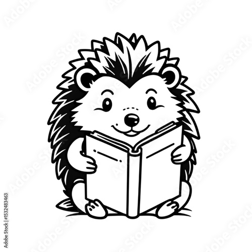 読書をするハリネズミ｜Hedgehog Reading a Book