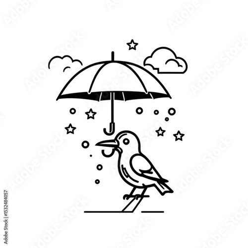 傘の下の鳥｜Bird Under Umbrella