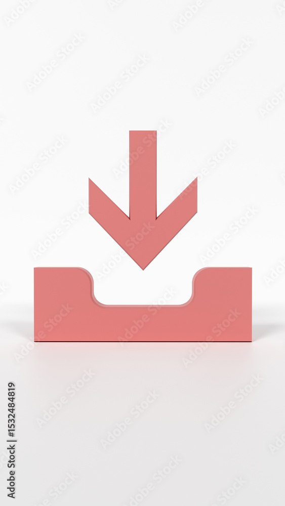 3D Coral Red Download Icon for Receiving Files, Inbox, and Data Transfer – 8K Render on White Background
3D Coral Red Download Icon for Receiving Files, Inbox, and Data Transfer – 8K Render on White Background