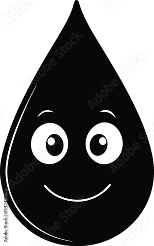 Water drop – black silhouette on white background
