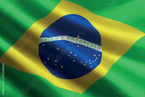 Brazil flag waving in the wind, detailed silk texture