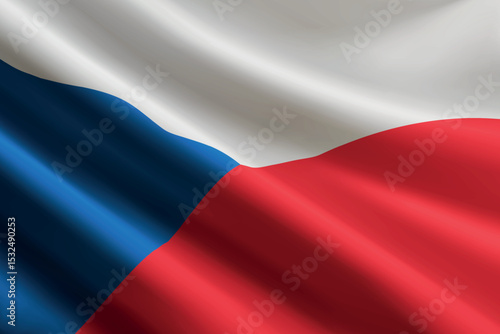 Czech Republic flag waving in the wind, detailed silk texture