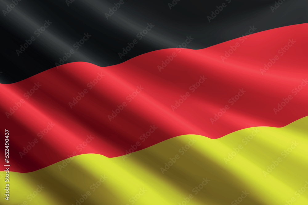 Obraz premium Germany flag waving in the wind, detailed silk texture