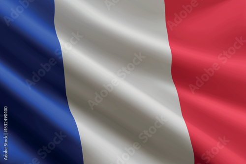 France flag waving in the wind, detailed silk texture
