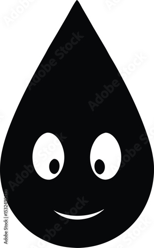 Water drop – black silhouette on white background