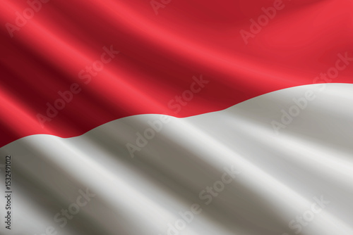 Monaco flag waving in the wind, detailed silk texture