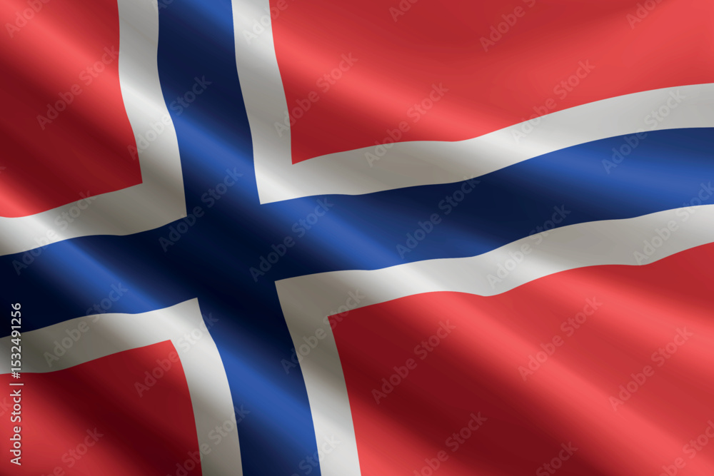 Obraz premium Norway flag waving in the wind, detailed silk texture