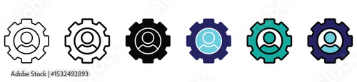 User Gear Icon – Profile Settings and System Management Symbol Set