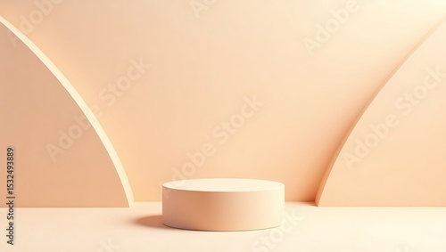 Wallpaper Mural Minimalist peach colored product display podium Torontodigital.ca