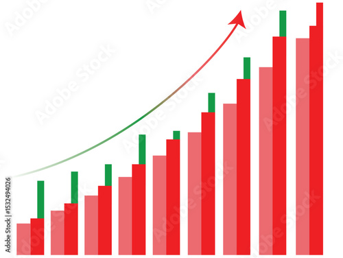 Upward graph diagram icon. business growth success chart with arrow, business sign, profit growth vector symbol. business graph with arrow