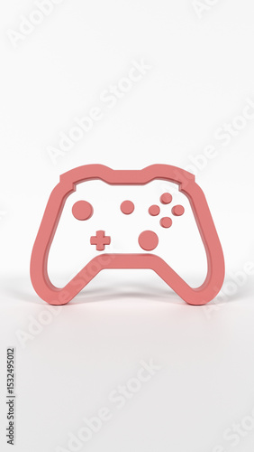 3D Coral Red Video Game Controller Icon for Gaming, Entertainment, and Digital Play – 8K Render on White Background
