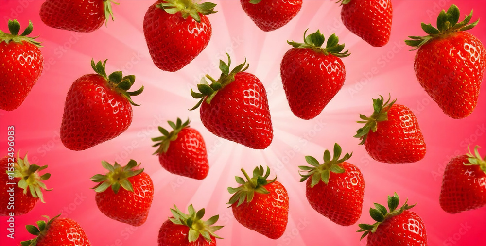 Vibrant Strawberry Composition on Warm Pink Background Vibrant Strawberry Composition on Warm Pink Background
