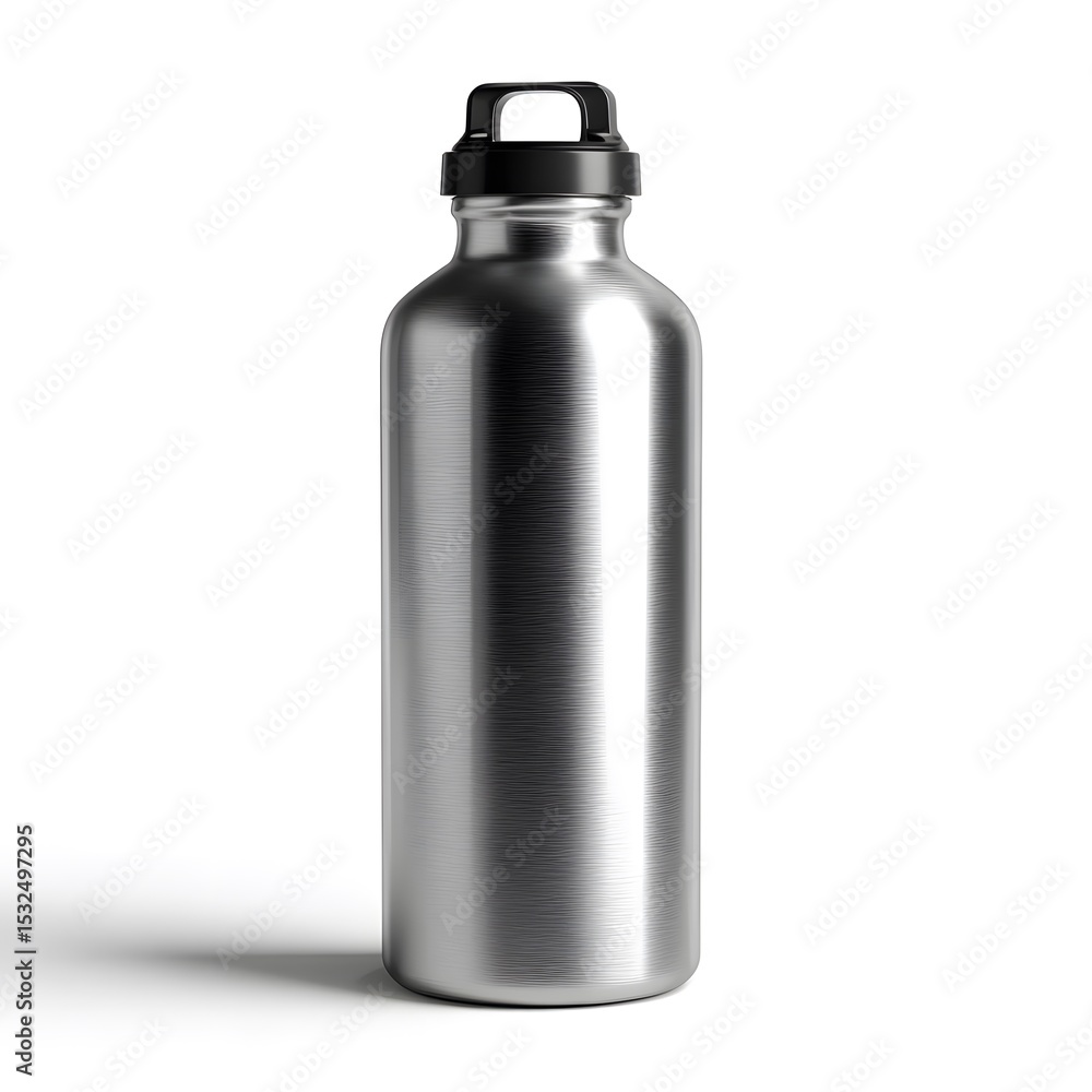 Stainless steel water bottle reusable metal flask isolated on white background Stainless steel water bottle reusable metal flask isolated on white background