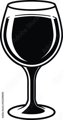 Wine glass – black silhouette on white background