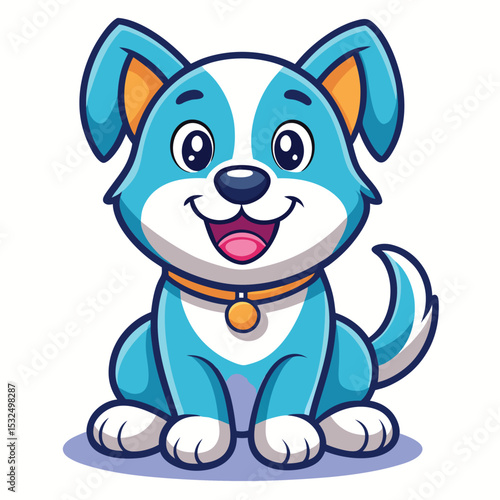 Adorable cartoon puppy sitting happily