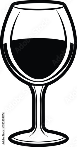 Wine glass – black silhouette on white background