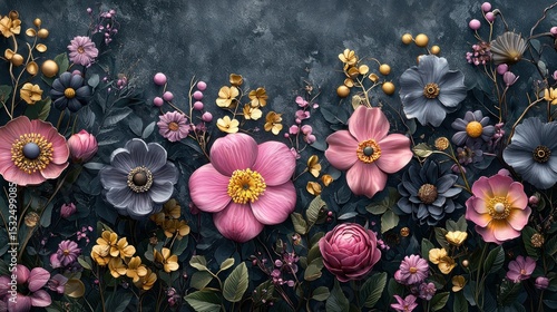 Wallpaper Mural Floral arrangement, pastel colors, dark background Torontodigital.ca