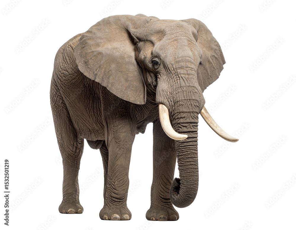Obraz premium Majestic african elephant posing in studio environment isolated on pure white background on transparent background