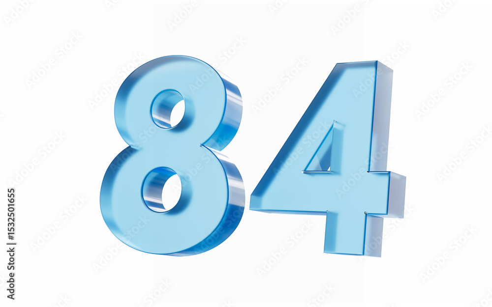 3d Glossy Blue number 84 Eighty four isolated on white background. 3d illustration 3d Glossy Blue number 84 Eighty four isolated on white background. 3d illustration