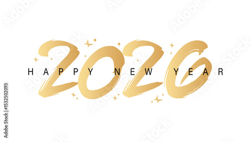 Happy new Year 2026 gold Text number isolated Background