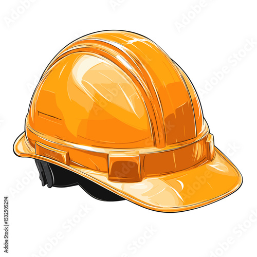 Construction helmet hardhat head gear protection. Yellow orange safety headwear hard hat vector isolated on white background