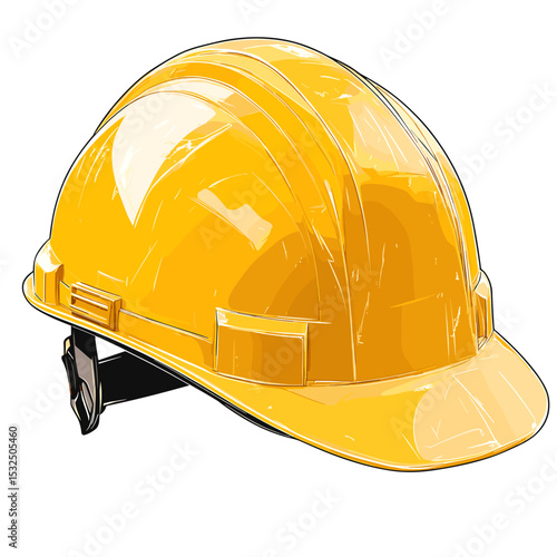 Construction helmet hardhat head gear protection. Yellow orange safety headwear hard hat vector isolated on white background