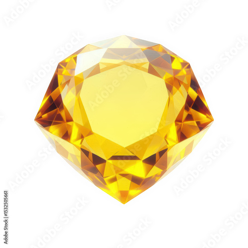 Very precious yellow color diamond without any background. Yellow diamond stone illustration.