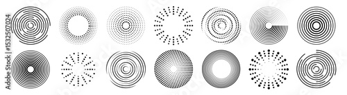 Collection of circle dots, ripple, concentric vector icons