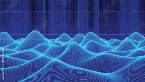 Overlapping sine wave grids creating moiré interference patterns in electric blue