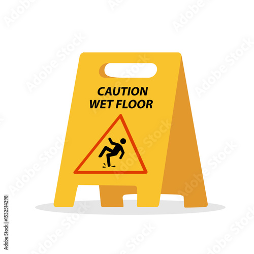Wet floor caution board isolated on white background. Vector stock