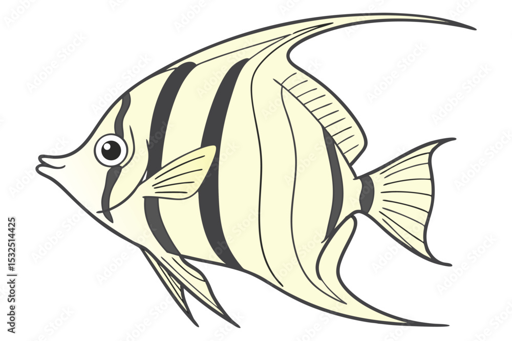 Obraz premium Vibrant angelfish illustration on white background