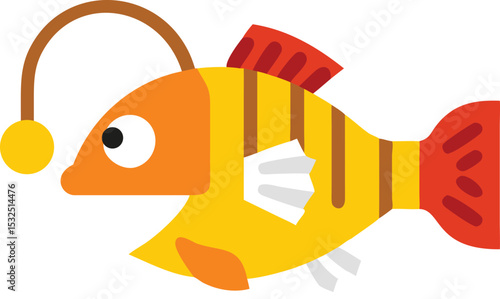 Detailed anglerfish illustration on white background