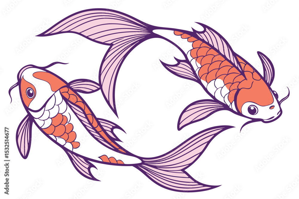 Fototapeta premium Vibrant anthias fish illustration on white background