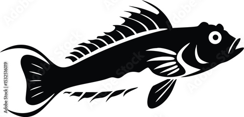 Detailed illustration of a blenny fish on a white background