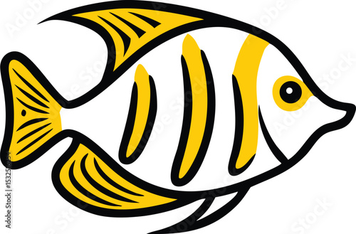 Vibrant blue angelfish illustration on white background