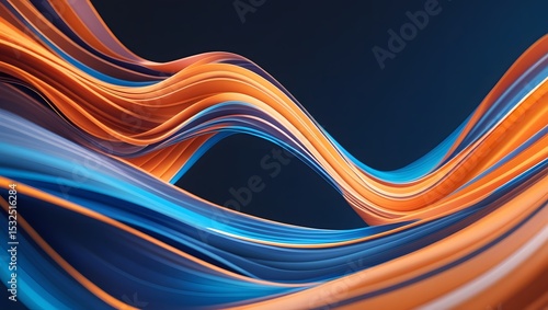 Abstract Flowing Lines: Swirling, vibrant ribbons of blue and orange create a dynamic and visually striking abstract composition, evoking a sense of movement and energy.