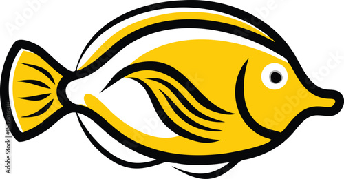 Vibrant blue tang fish illustration on white background