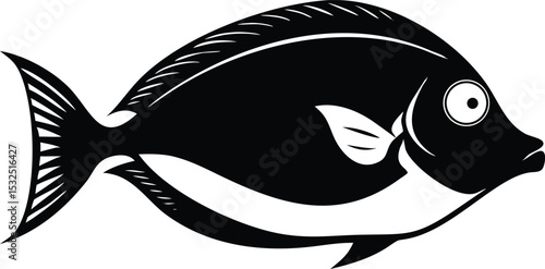 Vibrant blue tang fish illustration on white background
